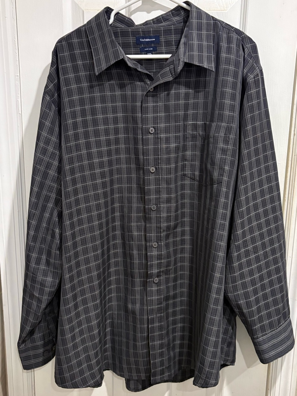 NWOT Croft & Barrow gray checkered button down 2XL